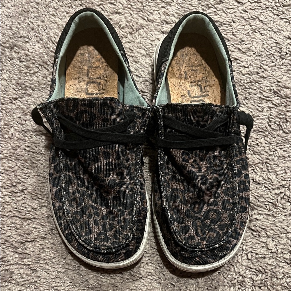 Hey Dude Wendy Animal Print Black and Brown Casual Shoes